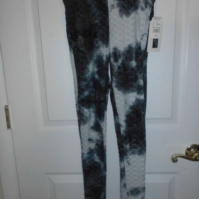 EYE CANDY TIE DYE GUNMETAL GREY RAISED STRETCH LEGGING JEGGING PANTS SIZE MEDIUM